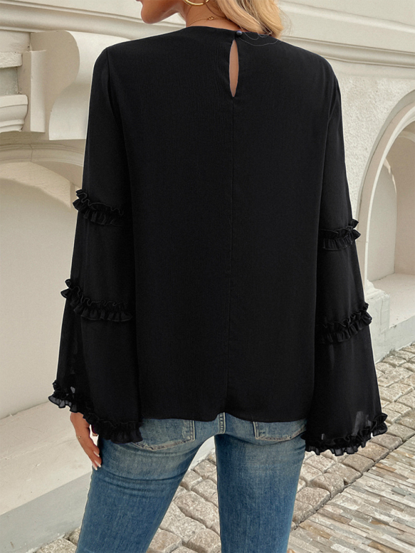 Women's loose flared long-sleeved top