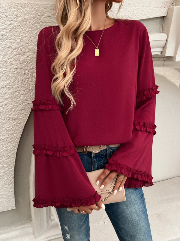 Women's loose flared long-sleeved top