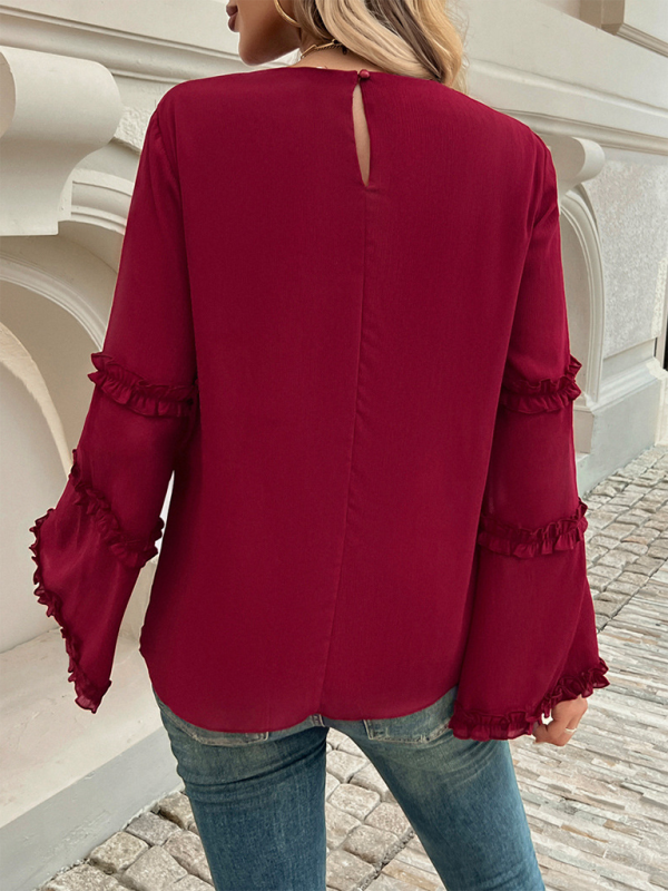 Women's loose flared long-sleeved top