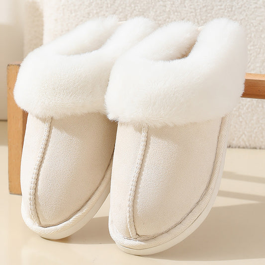 Winter suede fur mouth cotton slippers